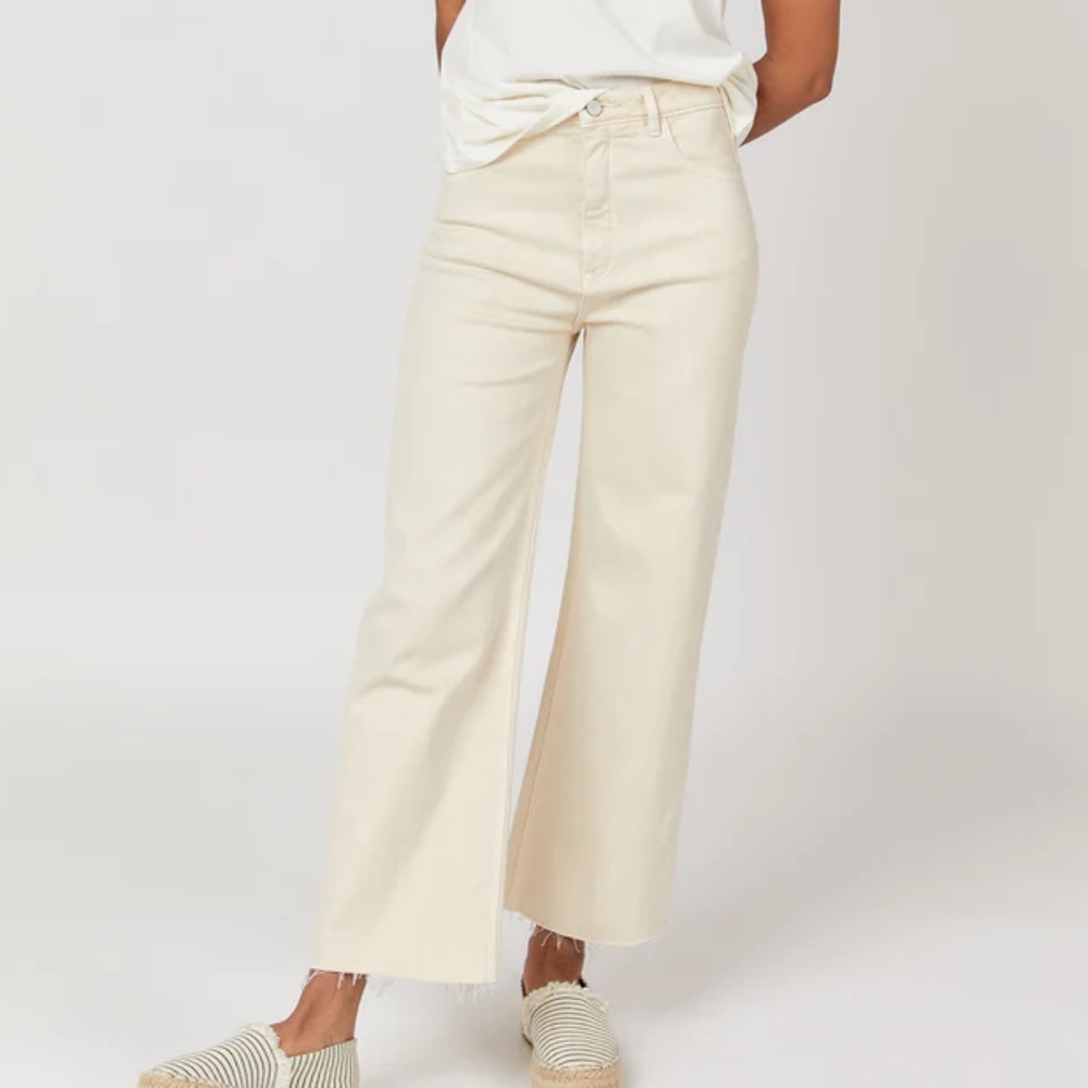 Women's Cream Wide-Leg Jeans